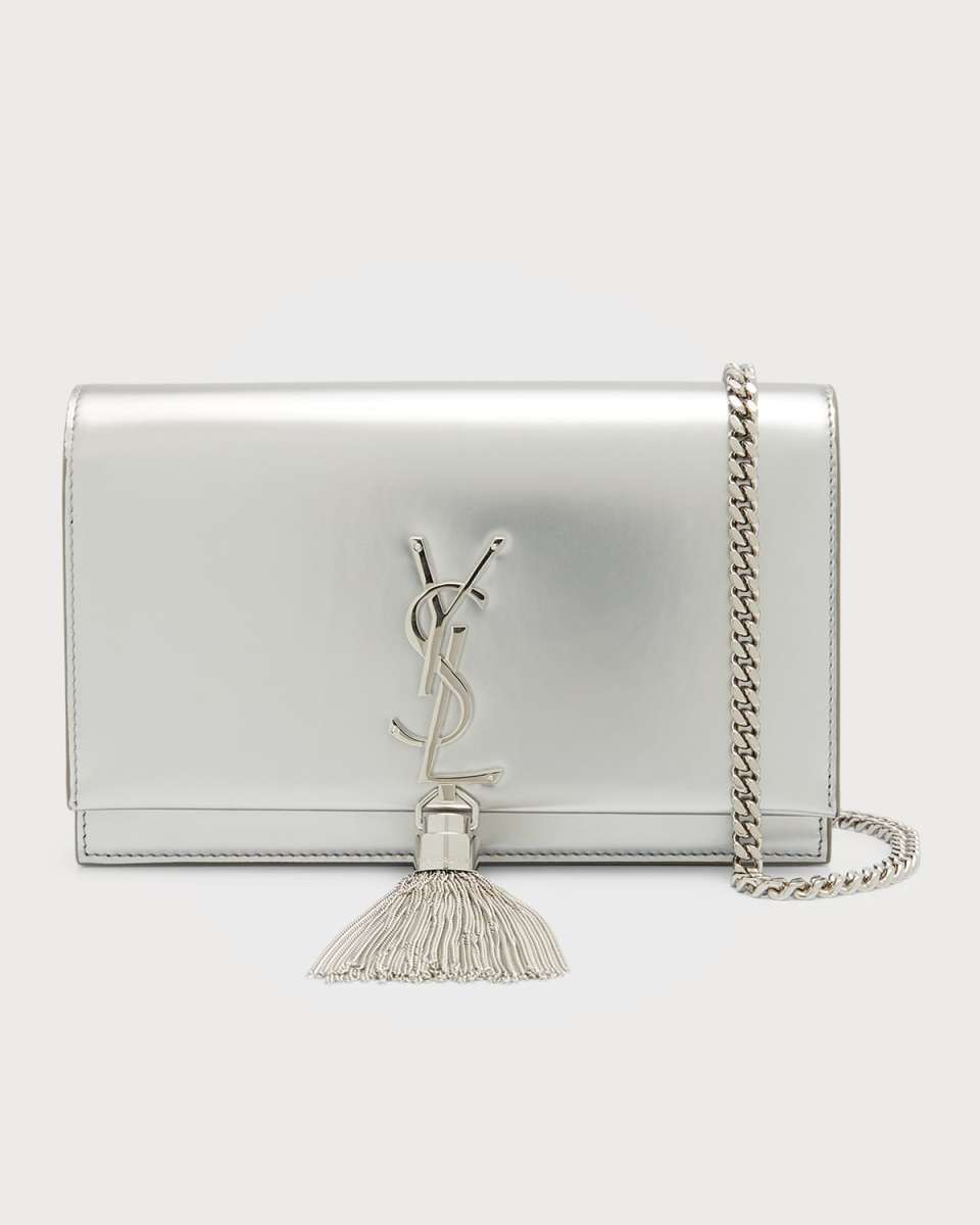 Kate Metallic Leather Wallet on Chain